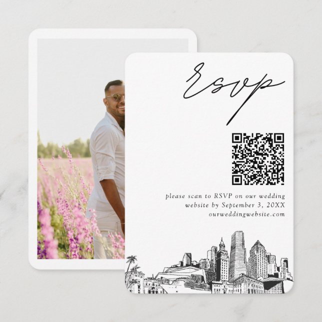 Miami Wedding RSVP QR Code Small Enclosure Card (Front/Back)