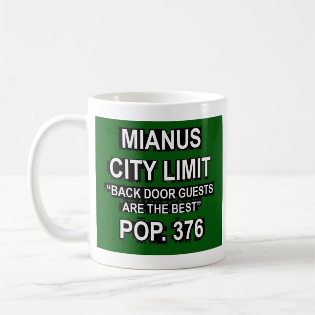 Mianus Connecticut Funny City Limit Sign Coffee Mug (Left)