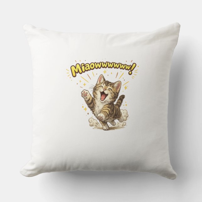 Miaowwwww! | Funny Cat Throw Pillow for Cat Lovers (Front)