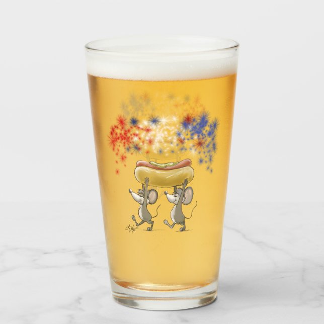 Mic And Mac's 4th Of July Night Picnic Glass Cup (Front Filled)