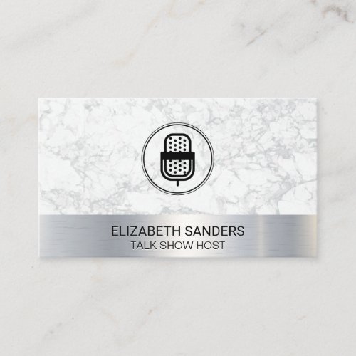 Mic  Blogger  Podcast Host  Marble Metal Business Card