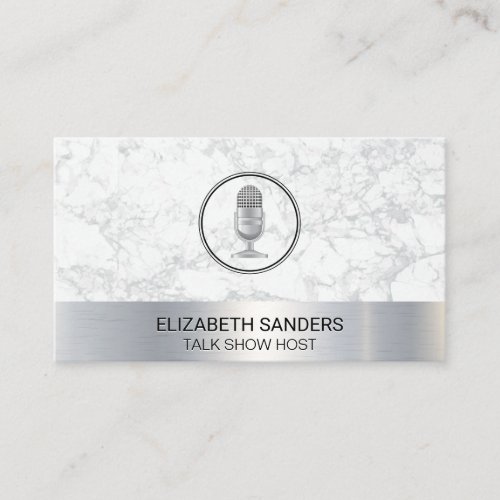 Mic  Blogger  Podcast Host  Marble Metal Trim Business Card