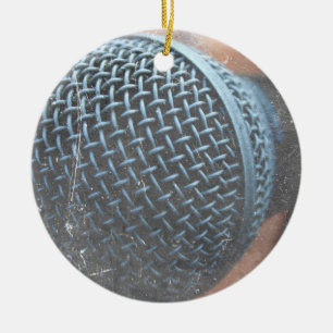 mic close up photo grunge overlay color music ceramic ornament