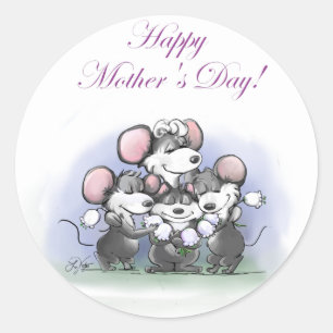 Mic, Mac and Moe’s Happy Mother's Day Classic Round Sticker