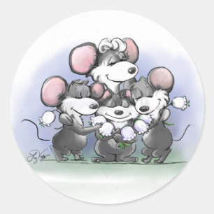Mic, Mac and Moe’s Happy Mother's Day Illustration Classic Round Sticker