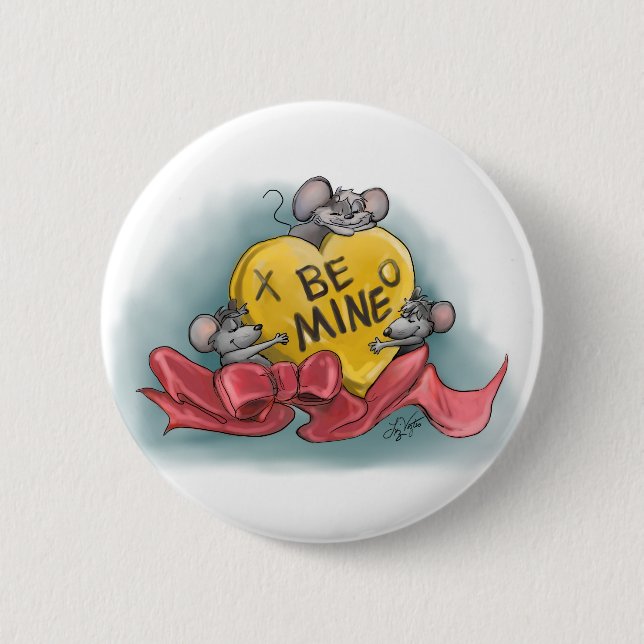 Mic, Mac and Moe’s Happy Valentine’s Day Button (Front)