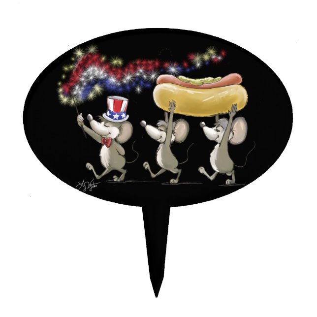 Mic, Mac And Moe's 4th Of July Night Cake Topper (Front)