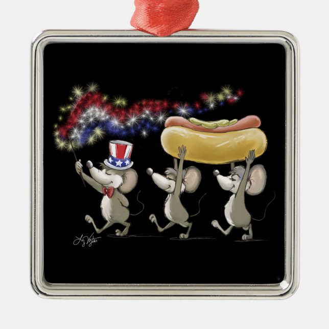 Mic, Mac And Moe's 4th Of July Night Picnic Metal Ornament (Front)