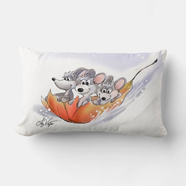 Mic, Mac And Moe's Winter Holiday Lumbar Pillow (Front)