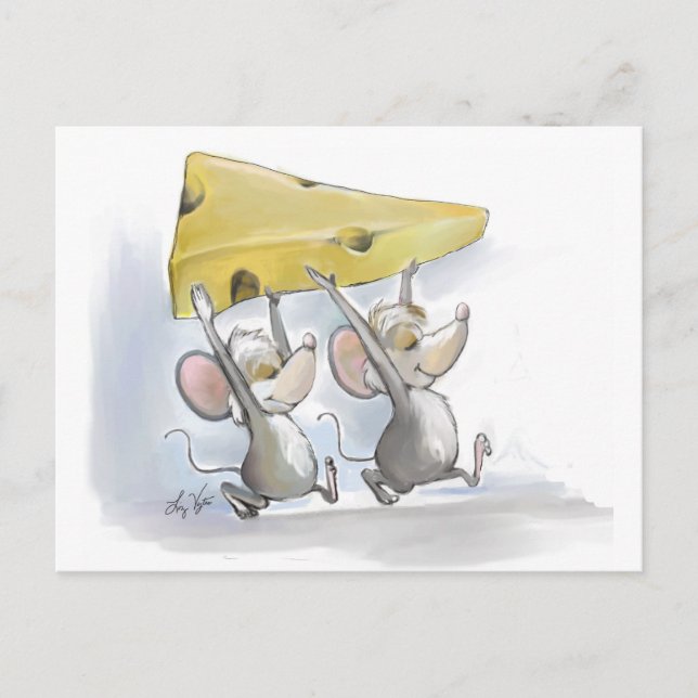 Mic & Mac Bringing In The Cheese Postcard (Front)