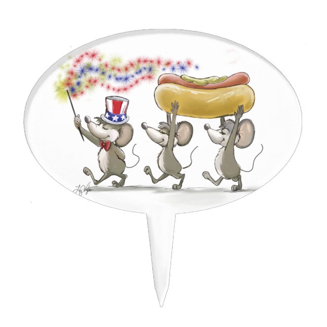 Mic, Mac & Moe's Happy 4th of July Cake Topper (Front)