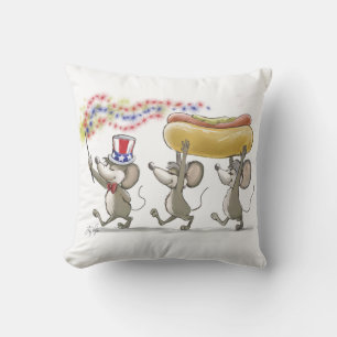 Mic, Mac & Moe's Happy 4th Throw Pillow