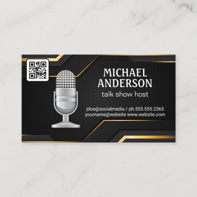Mic | Podcast Host | QR Code Business Card (Front)
