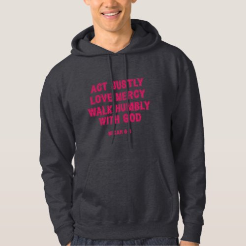 Micah 68 Act Justly Hot Pink Bordered Text Hoodie