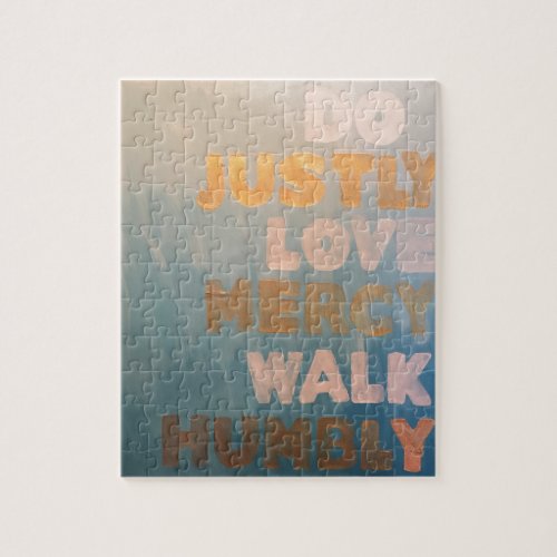 Micah 68 Gold and Teal Jigsaw Puzzle