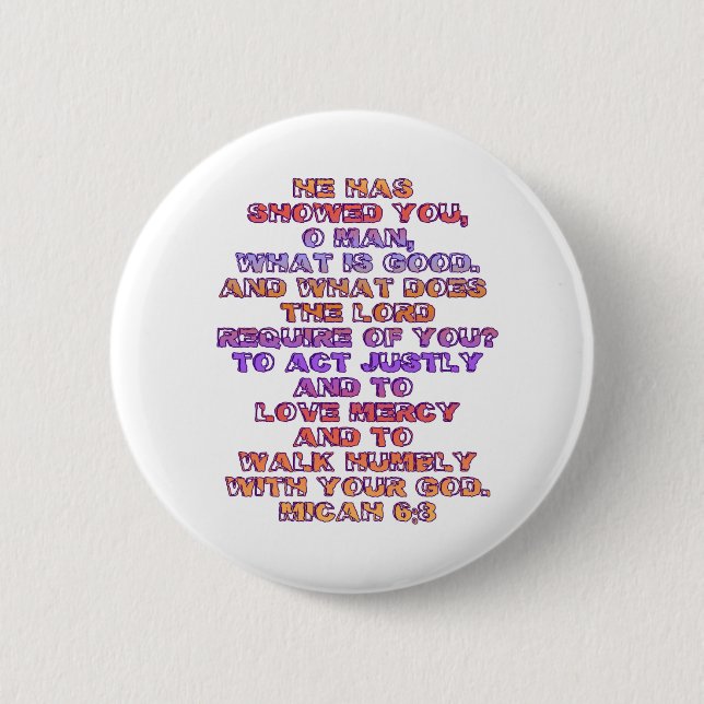 Micah 6:8 pinback button (Front)