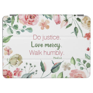 Micah 6:8 Pink and Cream Floral Watercolor  iPad Air Cover