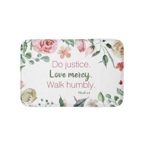 Micah 68 Pink Floral Watercolor Bath Mat