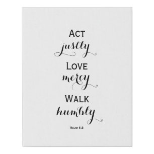 Micah 6:8   Scripture Wall Art   White Canvas