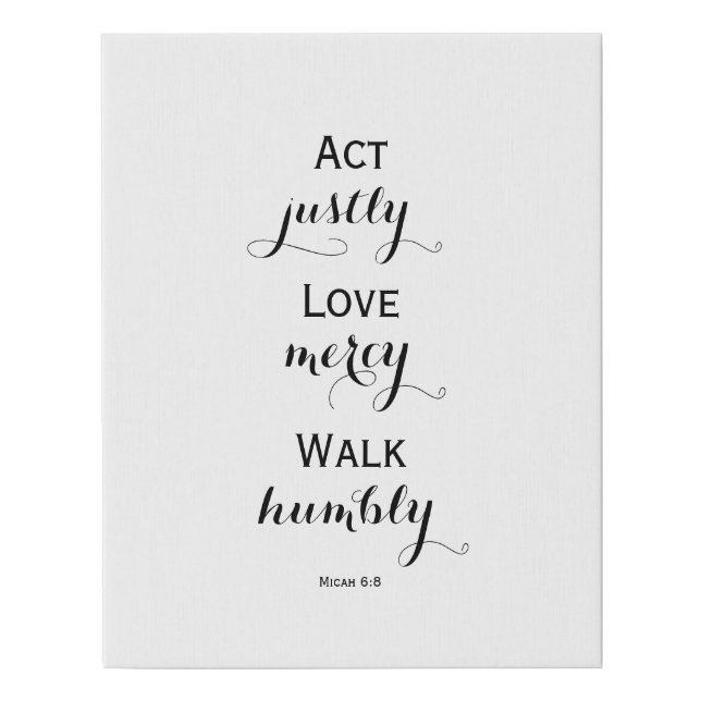 Micah 6:8 | Scripture Wall Art | White Canvas (Front)
