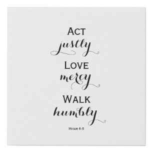 Micah 6:8   Scripture Wall Art   White Canvas