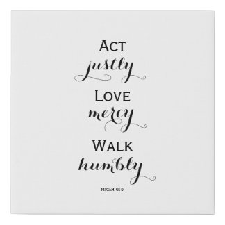 Micah 6:8 | Scripture Wall Art | White Canvas