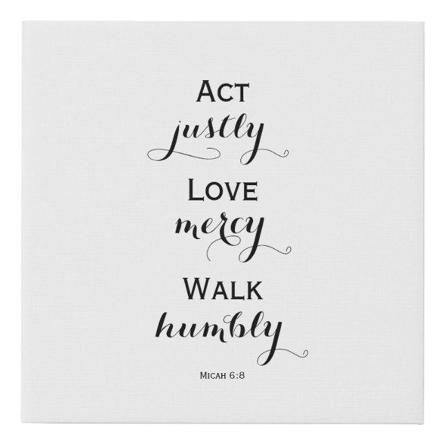 Micah 6:8 | Scripture Wall Art | White Canvas (Front)