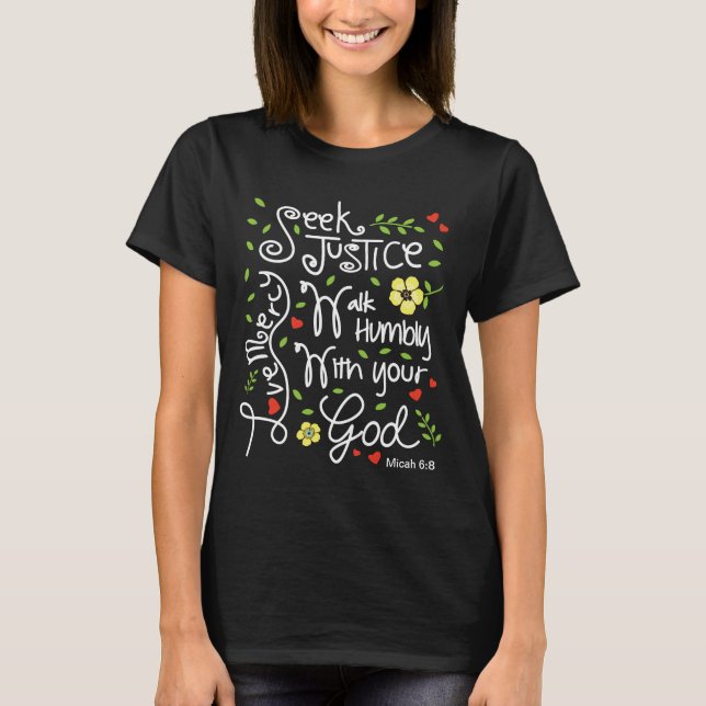 Micah 6:8 Seek Justice Love Mercy - Dark Shirts (Front)