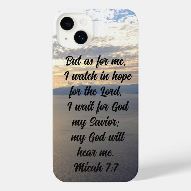 Micah 7:7 Custom Bible Verse iPhone Case (Back)