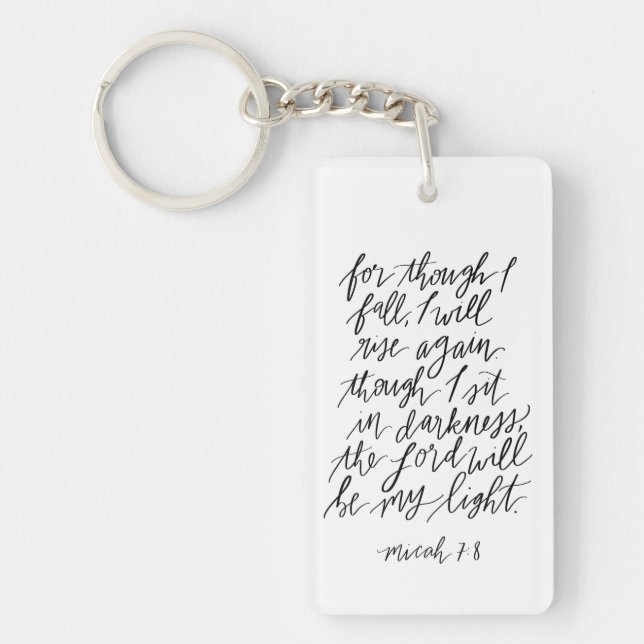 Micah 7:8 Handlettered Bible Verse Canvas Bag Keychain (Front)