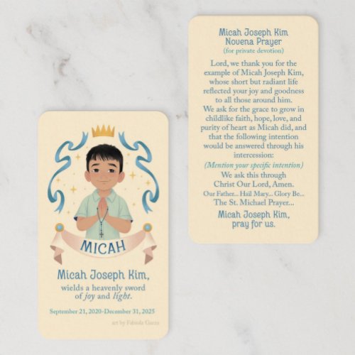 Micah J. Kim Novena Card