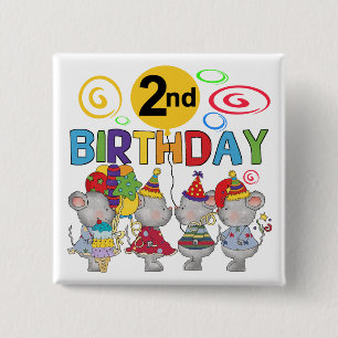 Mice 2nd Birthday T-shirts and Gifts Button
