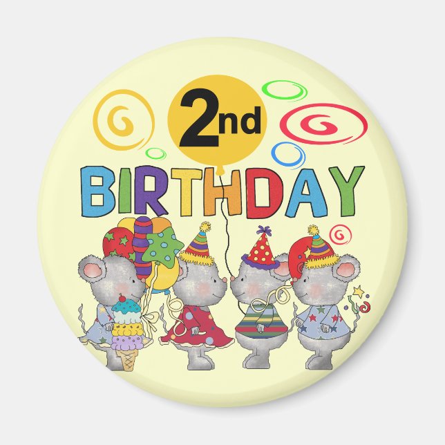 Mice 2nd Birthday T-shirts and Gifts Magnet (Front)