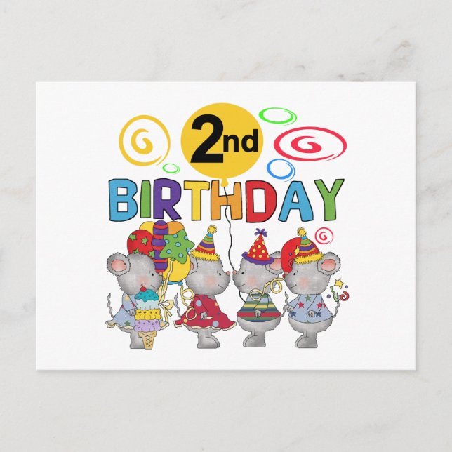 Mice 2nd Birthday T-shirts and Gifts Postcard (Front)