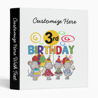 Mice 3rd Birthday T-shirts and Gifts 3 Ring Binder