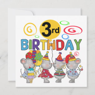 Mice 3rd Birthday T-shirts and Gifts Card