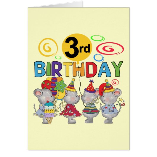 Mice 3rd Birthday T-shirts and Gifts Cards (Front)