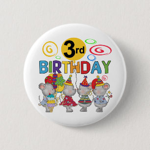 Mice 3rd Birthday T-shirts and Gifts Pinback Button