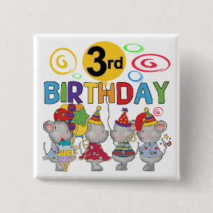 Mice 3rd Birthday T-shirts and Gifts Pinback Button
