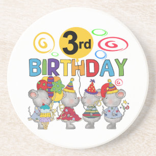 Mice 3rd Birthday T-shirts and Gifts Sandstone Coaster