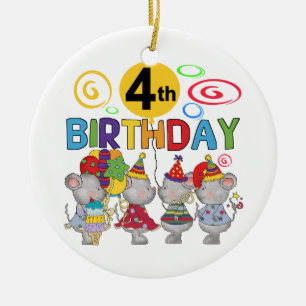 Mice 4th Birthday T-shirts and Gifts Ceramic Ornament