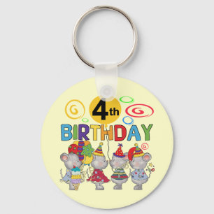 Mice 4th Birthday T-shirts and Gifts Keychain