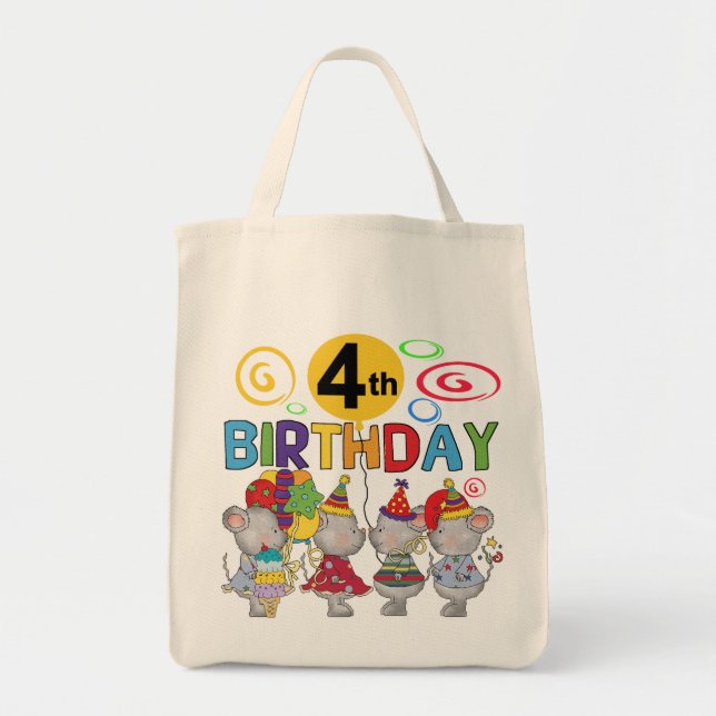 Mice 4th Birthday T-shirts and Gifts Tote Bag (Front)