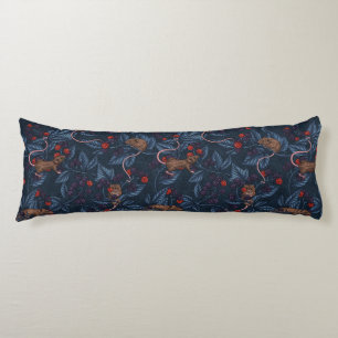 Mice and blackberries on navy body pillow