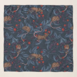 Mice and blackberries on navy scarf<br><div class="desc">Hand drawn mice and blackberry branches,  seamless vector pattern</div>