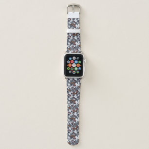 Mice and blackberries on white apple watch band