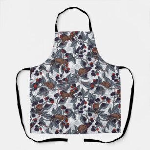Mice and blackberries on white apron