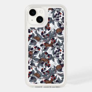 Mice and blackberries on white OtterBox iPhone 14 case