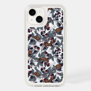 Mice and blackberries on white OtterBox iPhone 14 case