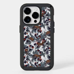 Mice and blackberries on white speck iPhone 14 pro case